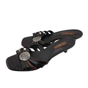 Brighton Womens Size 10 Brown Kyoto Peep Toe 90s Low Heel